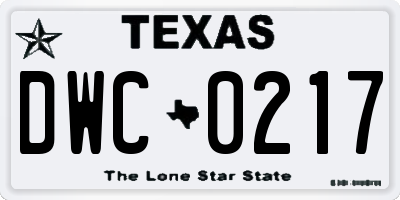 TX license plate DWC0217