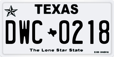 TX license plate DWC0218