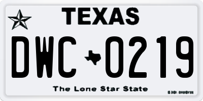 TX license plate DWC0219