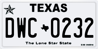 TX license plate DWC0232