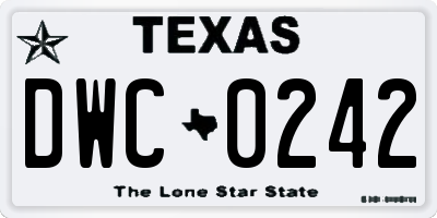 TX license plate DWC0242