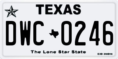 TX license plate DWC0246