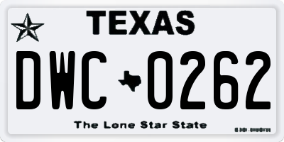 TX license plate DWC0262
