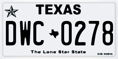 TX license plate DWC0278