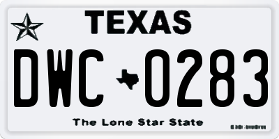 TX license plate DWC0283