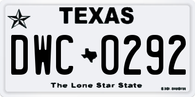 TX license plate DWC0292