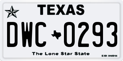 TX license plate DWC0293