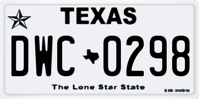 TX license plate DWC0298