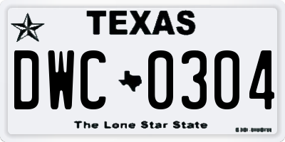TX license plate DWC0304