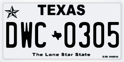 TX license plate DWC0305