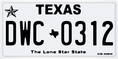 TX license plate DWC0312