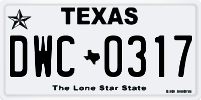 TX license plate DWC0317