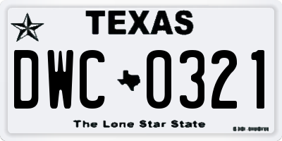 TX license plate DWC0321