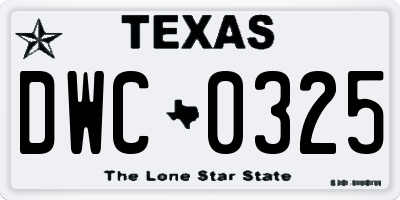 TX license plate DWC0325