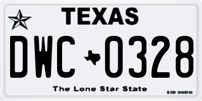 TX license plate DWC0328