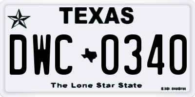 TX license plate DWC0340