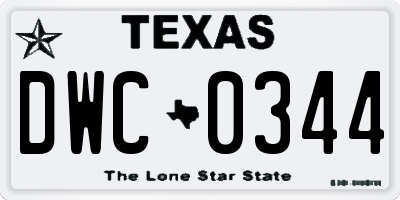 TX license plate DWC0344