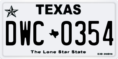 TX license plate DWC0354