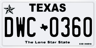 TX license plate DWC0360