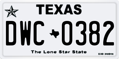 TX license plate DWC0382