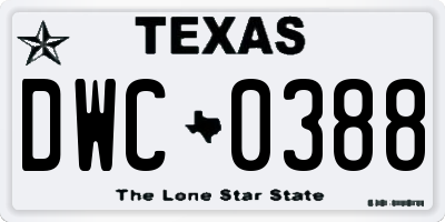 TX license plate DWC0388