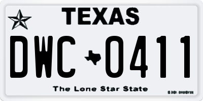 TX license plate DWC0411