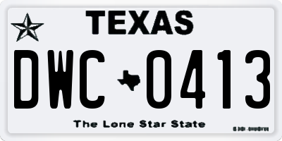 TX license plate DWC0413