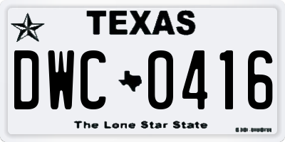 TX license plate DWC0416