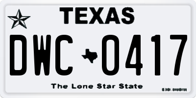 TX license plate DWC0417