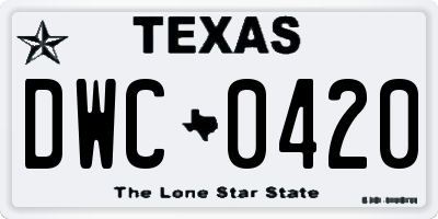 TX license plate DWC0420