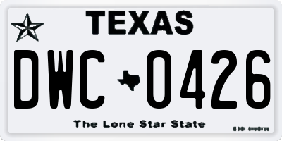 TX license plate DWC0426