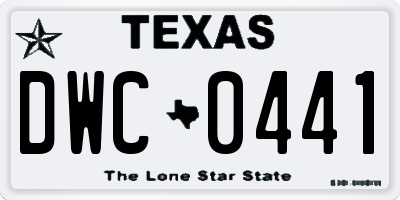 TX license plate DWC0441