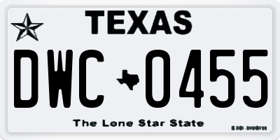 TX license plate DWC0455