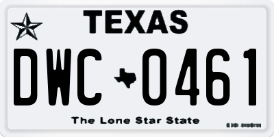 TX license plate DWC0461