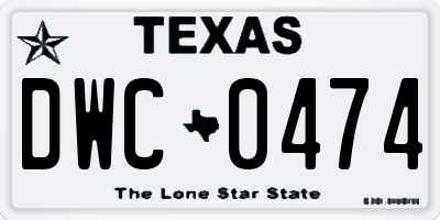 TX license plate DWC0474