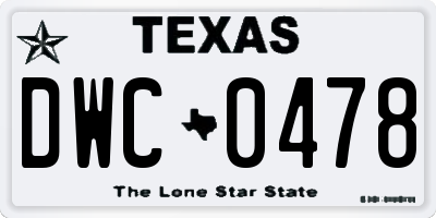 TX license plate DWC0478