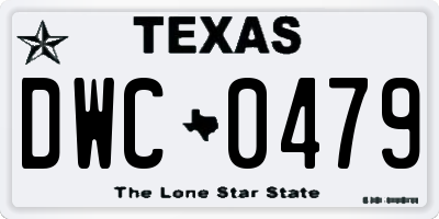 TX license plate DWC0479