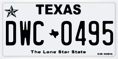 TX license plate DWC0495