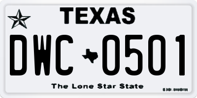 TX license plate DWC0501