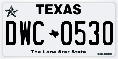 TX license plate DWC0530
