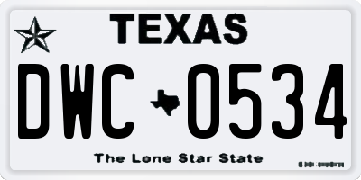 TX license plate DWC0534