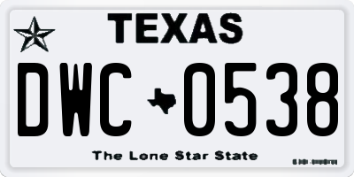 TX license plate DWC0538