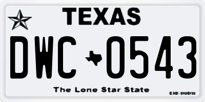 TX license plate DWC0543