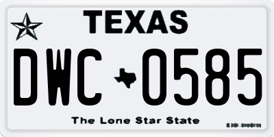 TX license plate DWC0585
