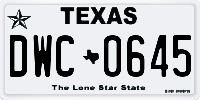 TX license plate DWC0645