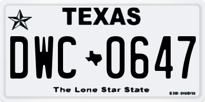 TX license plate DWC0647