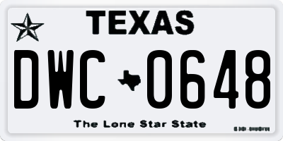 TX license plate DWC0648