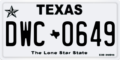 TX license plate DWC0649