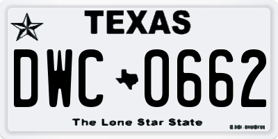 TX license plate DWC0662