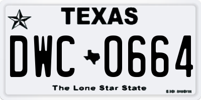 TX license plate DWC0664